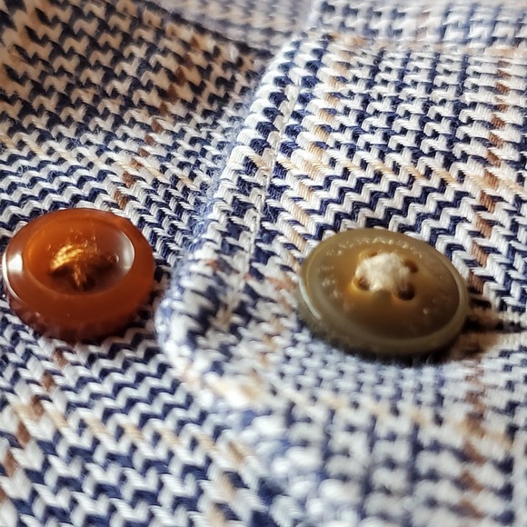 Hart Schaffner Marx Women Button Up Shirt Blue Plaid Long Sleeve Cotton Sz Small - Picture 7 of 12